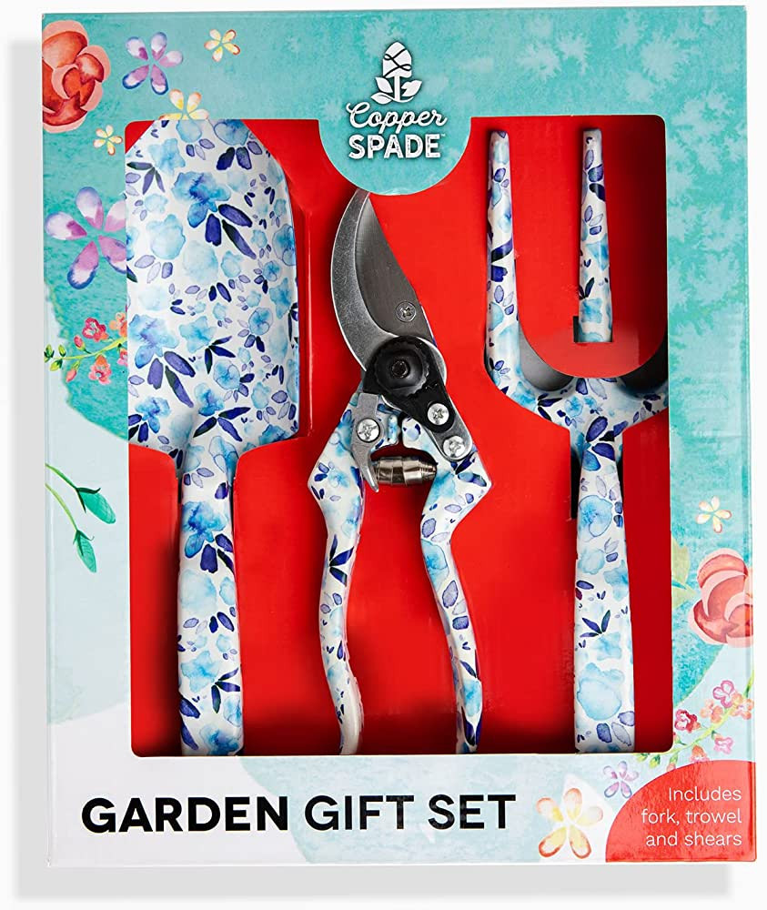 Copper Spade 3 Piece Decorative Garden Tool Set - Trowel, Pruning Shears, Cultivator Fork Gift Se... | Amazon (US)