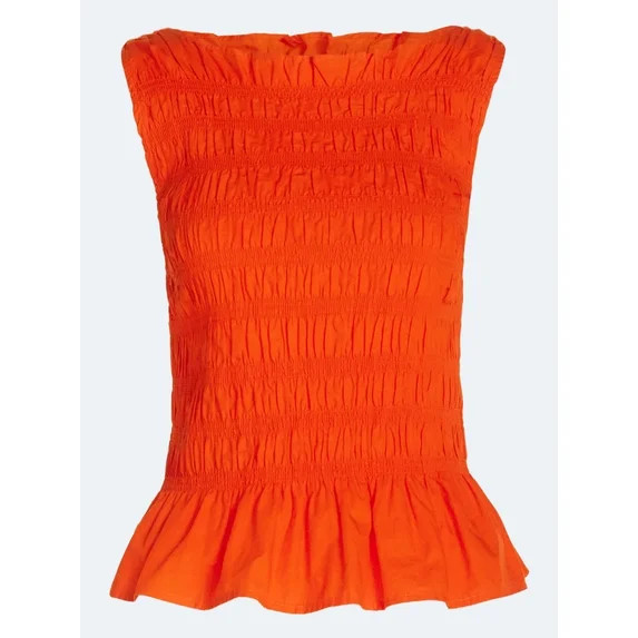 Free Assembly Women's and Women's Plus Smocked Peplum Sleeveless Cotton Top, Sizes X-4X | Walmart (US)