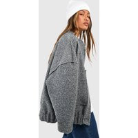 Womens Oversized Wool Look Bomber Jacket - Grey - 10 | boohoo (US & Canada)