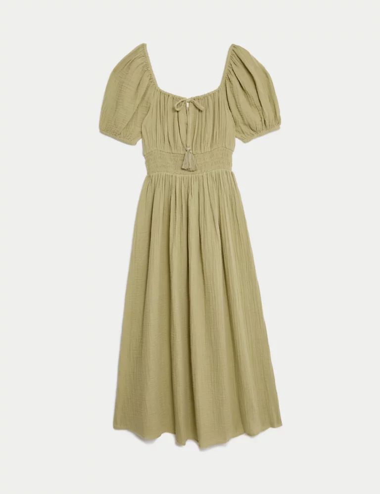 Pure Cotton Square Neck Midi Beach Dress | Marks & Spencer (UK)