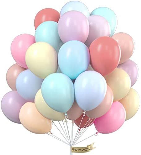 PartyWoo Pastel Balloons 50pcs 12 Inch Pastel Rainbow Latex Balloons for Baby Shower Gender Revea... | Amazon (US)
