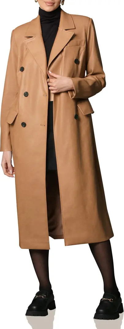 Water Resistant Faux Leather Trench Coat | Nordstrom