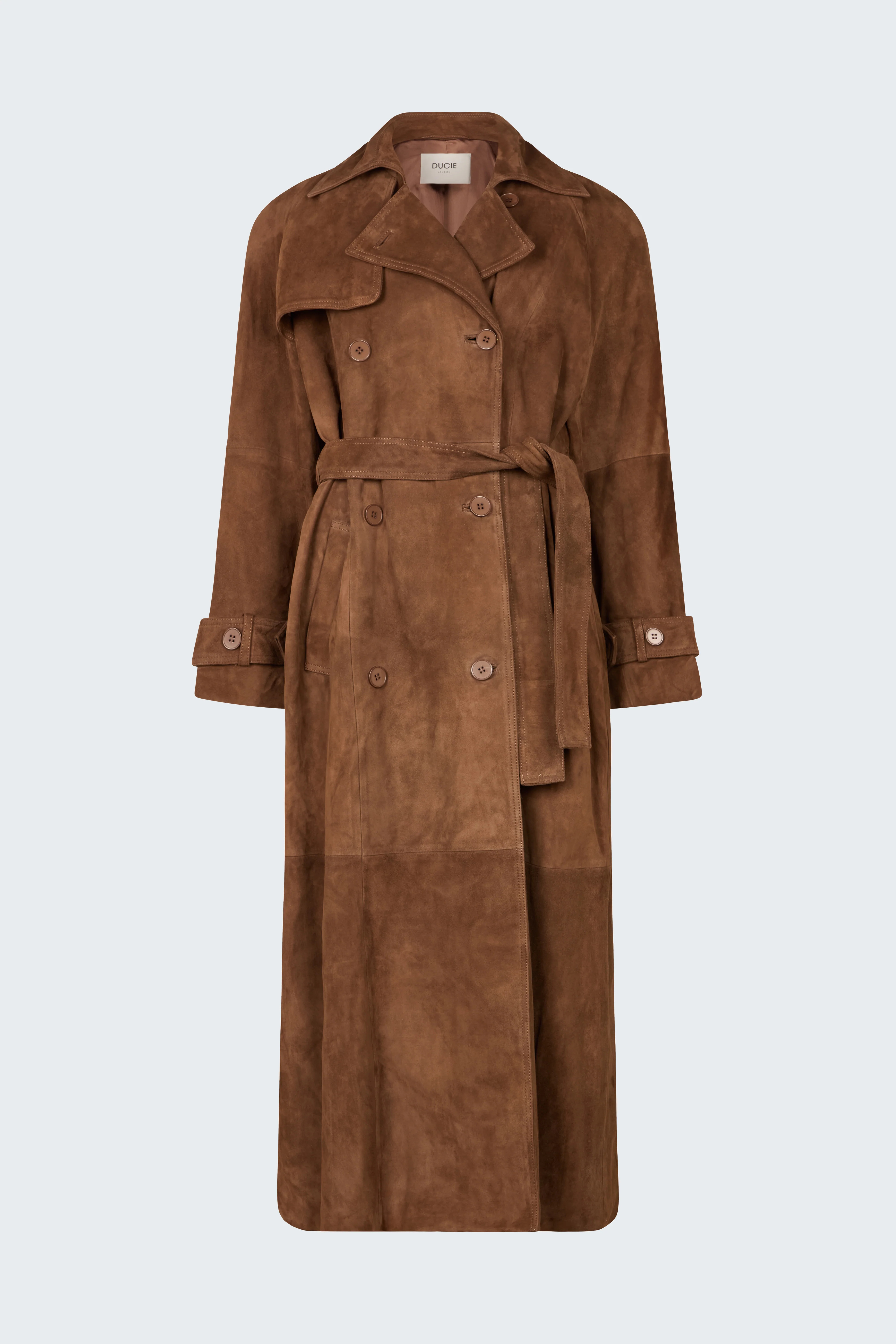 Corrin Suede Trench Coat | DUCIE