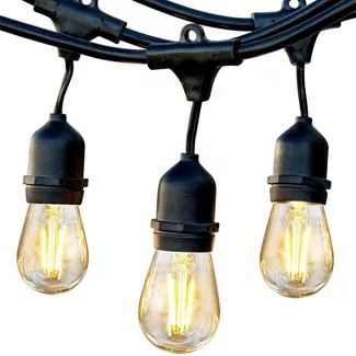 Brightech Ambience Pro Outdoor String Lights with 15 Hanging Sockets & Soft White LED Edison Bulb... | Target