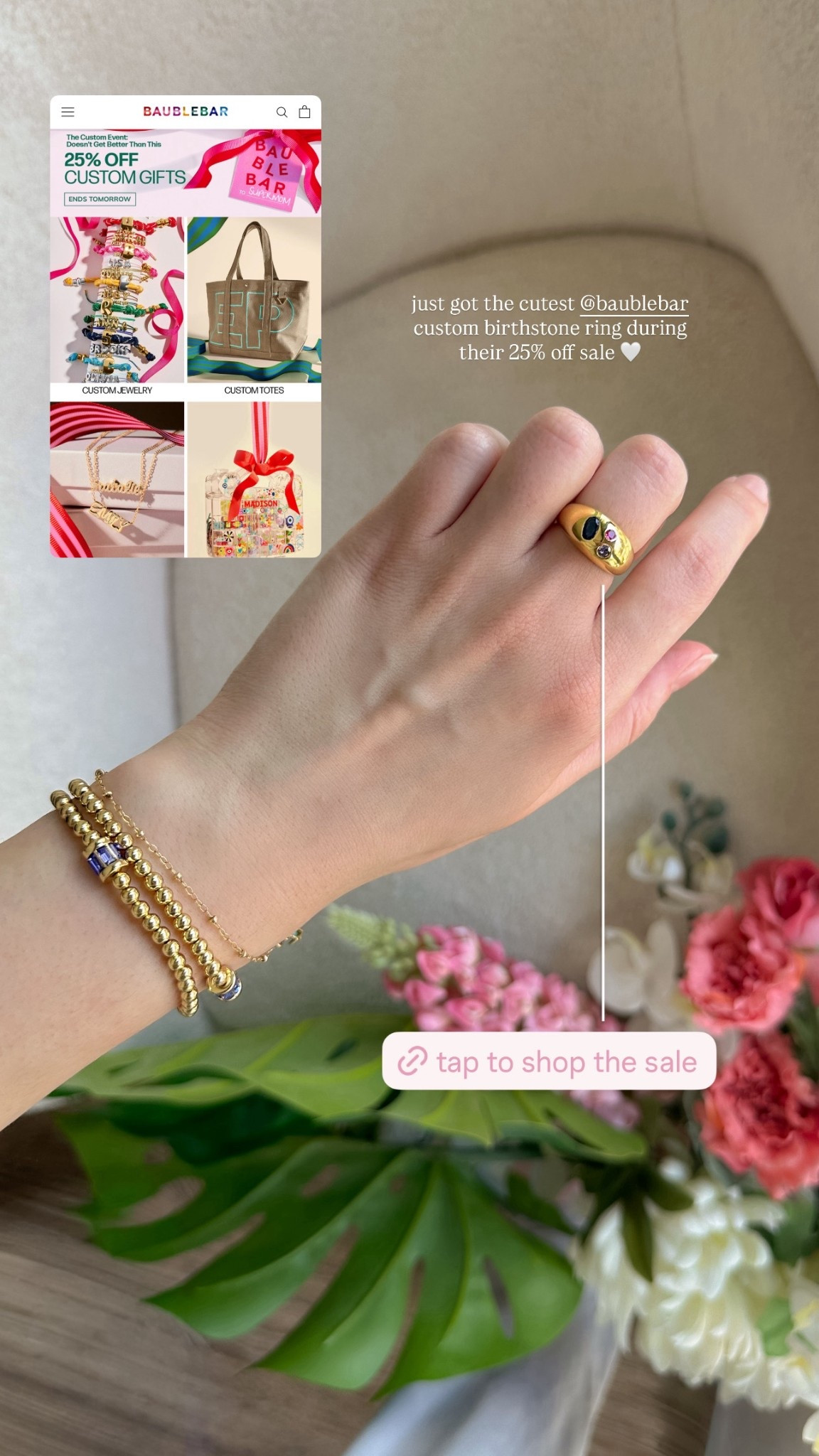 love anything from BaubleBar and now they’re having a 25% off custom pieces sale! which is even BETTER than Black Friday 🤭 I got the 18K Gold Custom Birthstone Ring in size 7 with Sapphire, Ruby, and Light Amethyst - you can add birthstones of your loved ones too :) 

[holiday gift ideas for her, preppy colorful jewelry style, holiday gifting, christmas present idea, stocking stuffer, statement ring, presents to gift your mom, bff, bauble bar gemstone ring, 25% off sale, what’s on sale for cyber week, gift guide, guides]

#LTKCyberWeek #LTKGiftGuide #LTKSaleAlert