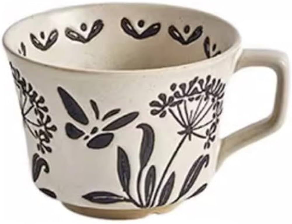 10 Oz Black Leaves&Butterfly Pattern Design Ceramic Cup Coffee Mug Travel Mug-White | Amazon (US)