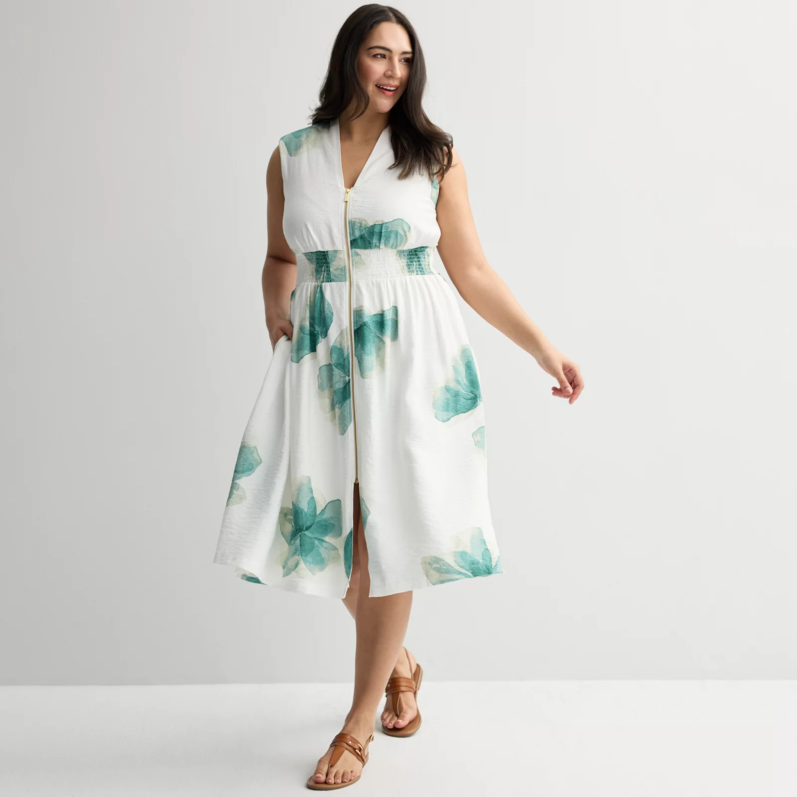 Plus Size Nine West Zip Front Midi Dress | Kohl's