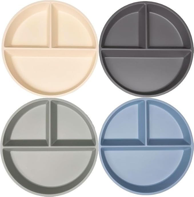 WeeSprout Divided Bamboo & Melamine Plates for Kids - Set of 4 Toddler Dinnerware, Food Grade, Ki... | Amazon (US)