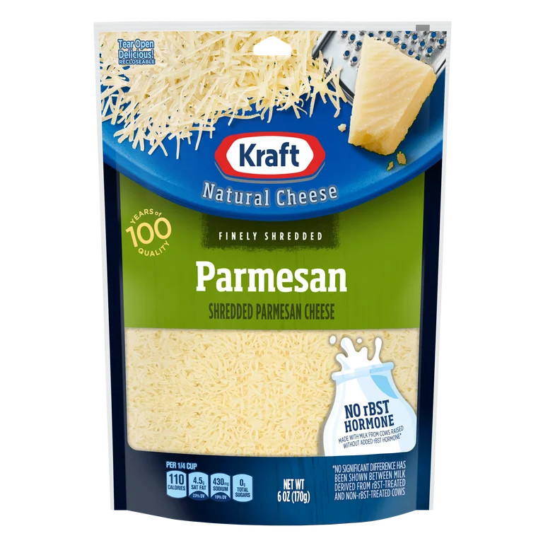Kraft Parmesan Finely Shredded Natural Cheese 6oz Bag | Walmart (US)
