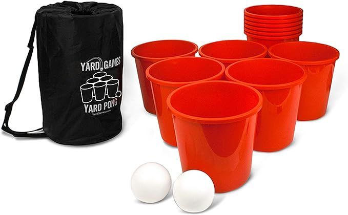 Yard Games Giant Yard Pong with Durable Buckets and Balls Including High Strength Carrying Case | Amazon (US)