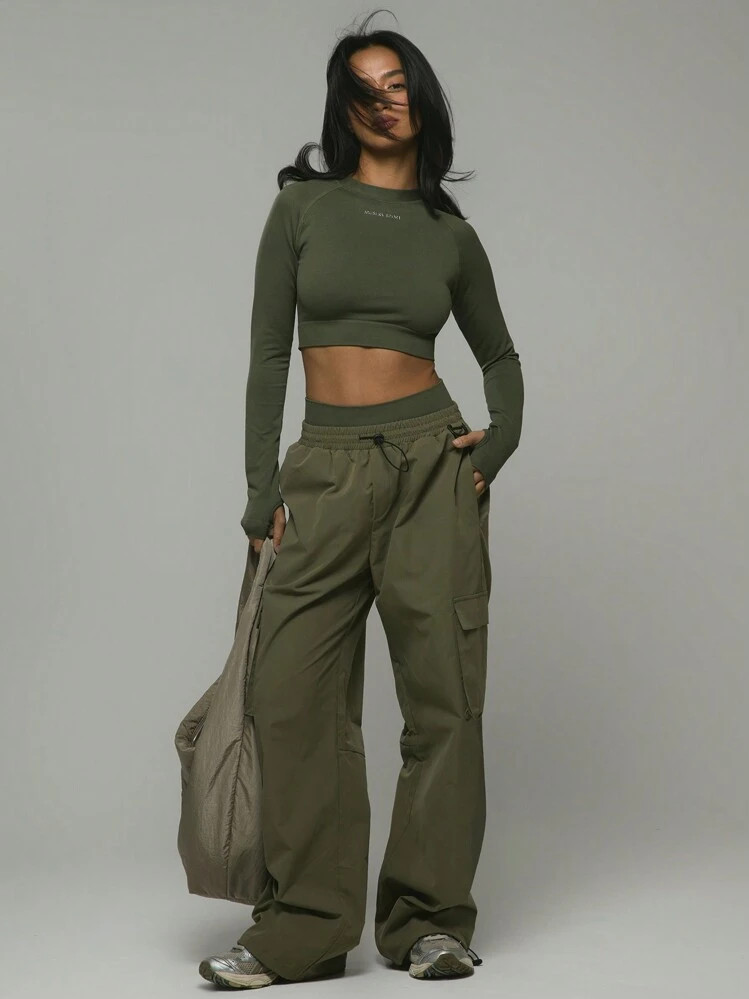 Musera Sport Pantalones cargo de nailon con cintura el\u00e1stica y cord\u00f3n, para p\u00e1del,... | SHEIN