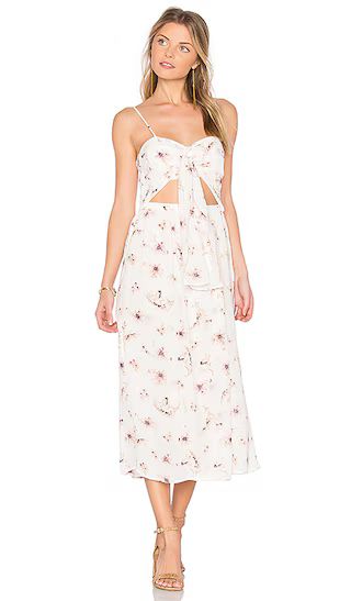 FLYNN SKYE Faith Midi Dress in Cream Garden Chiffon | Revolve Clothing