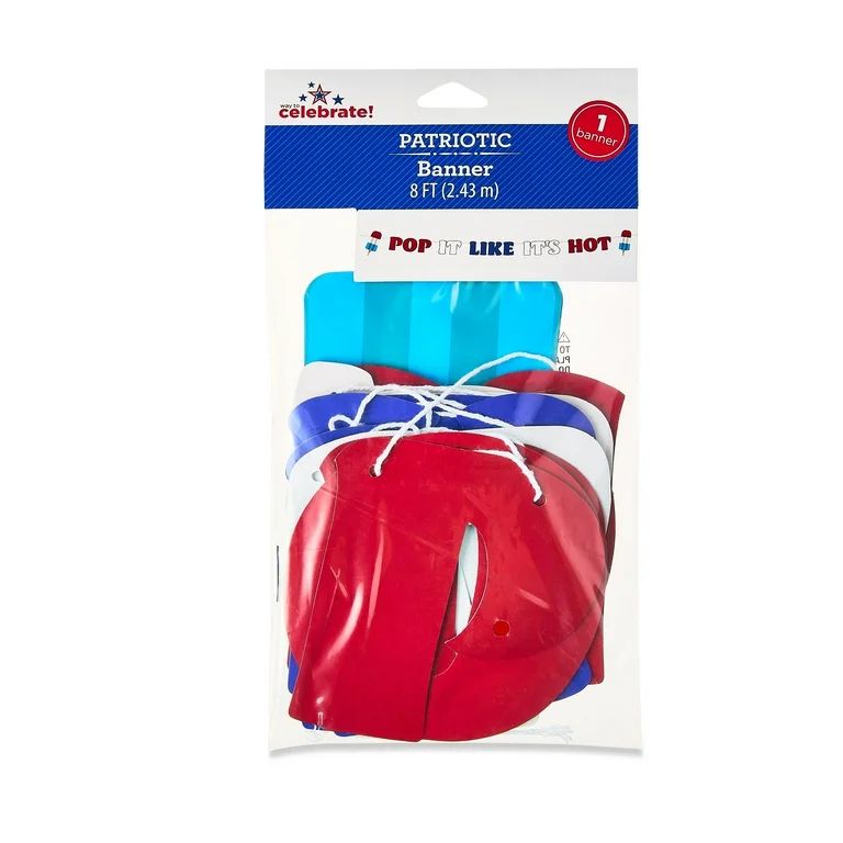 Patriotic Pop It Like It's Hot Red, White & Blue Banner with Popsicle Shapes, 8', by Way To Celeb... | Walmart (US)