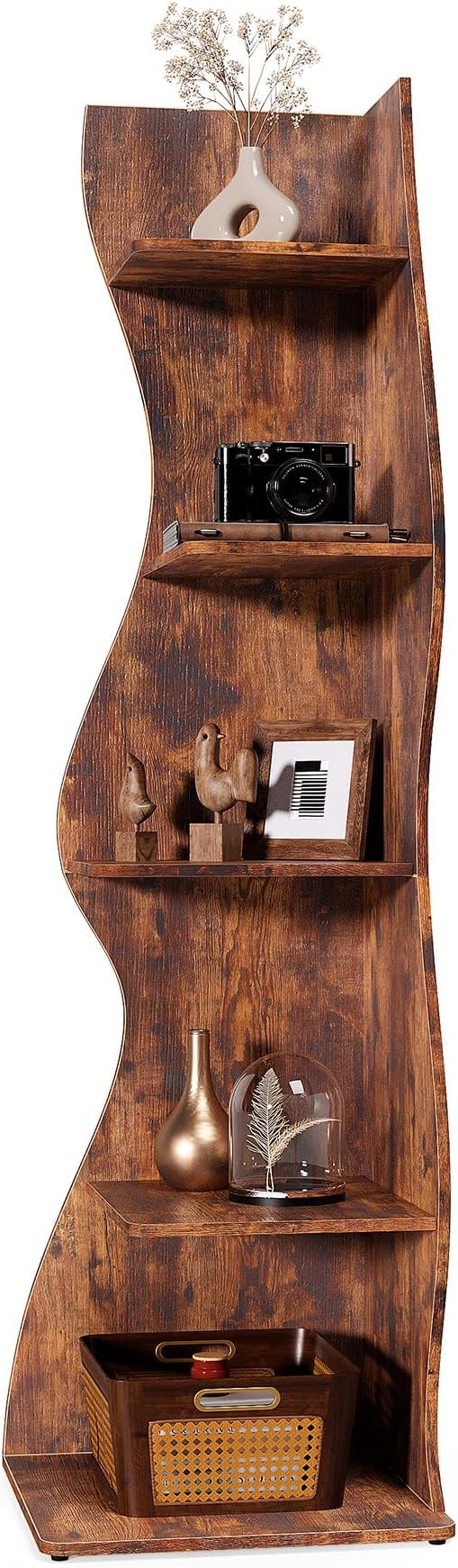 LITTLE TREE Small Corner Shelf, Modern 5-Tier Wall Corner Bookshelf, Stylish Bookcase Storage Rac... | Amazon (US)