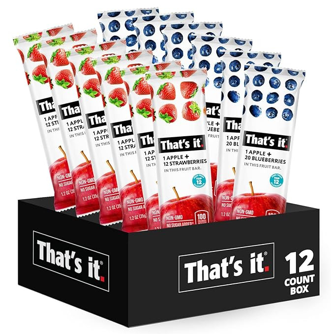 That's it. Fruit Bars 12 Variety Pack 100% Natural Real Fruit Bar, High Fiber Vegan, Gluten Free,... | Amazon (US)