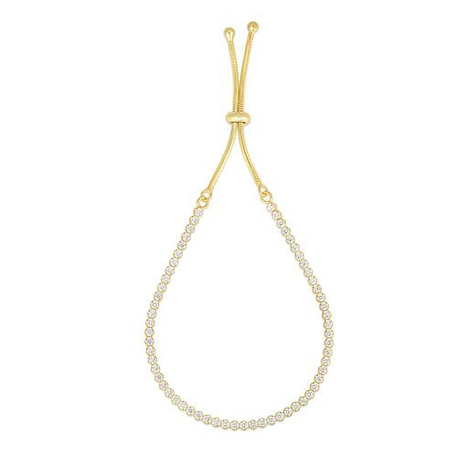 Royal Chain Sterling Silver Rhodium and Yellow Polished Round Adjustable Bracelet | HSN