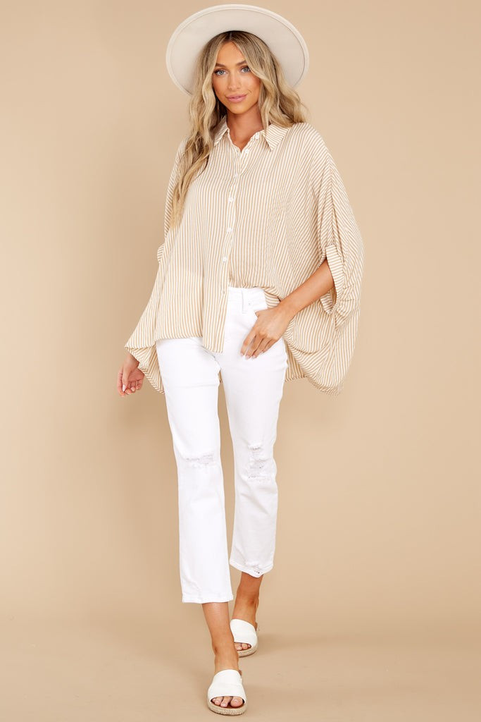 Change Your Stripes Taupe Top | Red Dress 