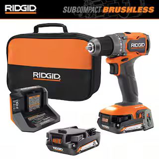 RIDGID 18V SubCompact Brushless Cordless 1/2 in. Drill/Driver Kit with (2) 2.0 Ah Batteries, Char... | The Home Depot