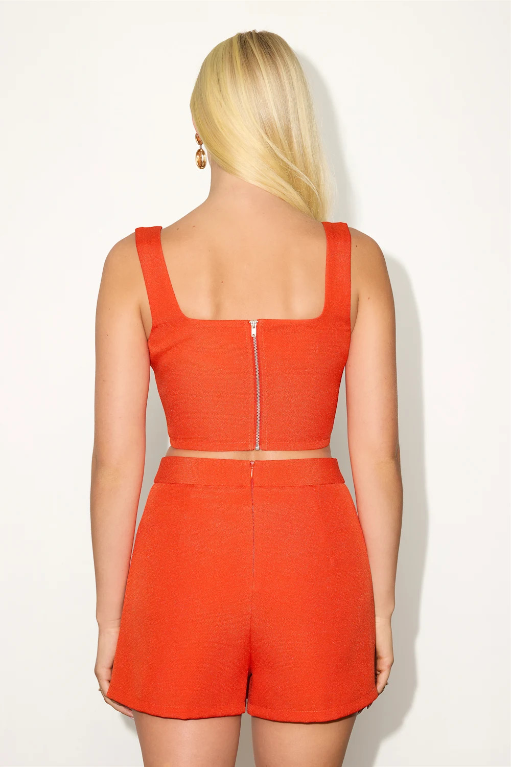 Divinely Sunny Red Orange Sleeveless Two-Piece Romper | Lulus