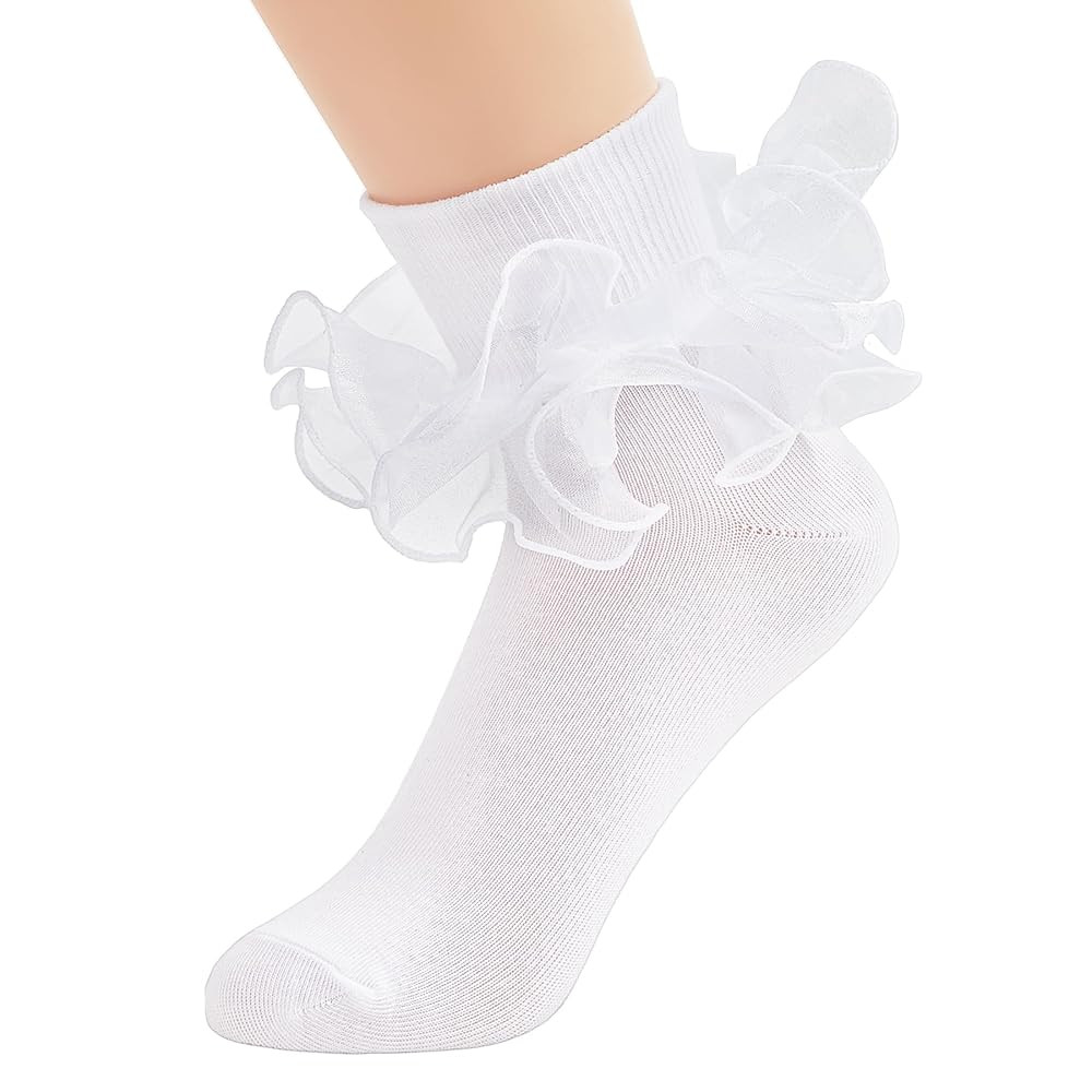 Komorebi Big Ruffle Ankle Socks Women-Lace Frilly Cute Socks-Soft Cotton Girls Sock | Amazon (US)