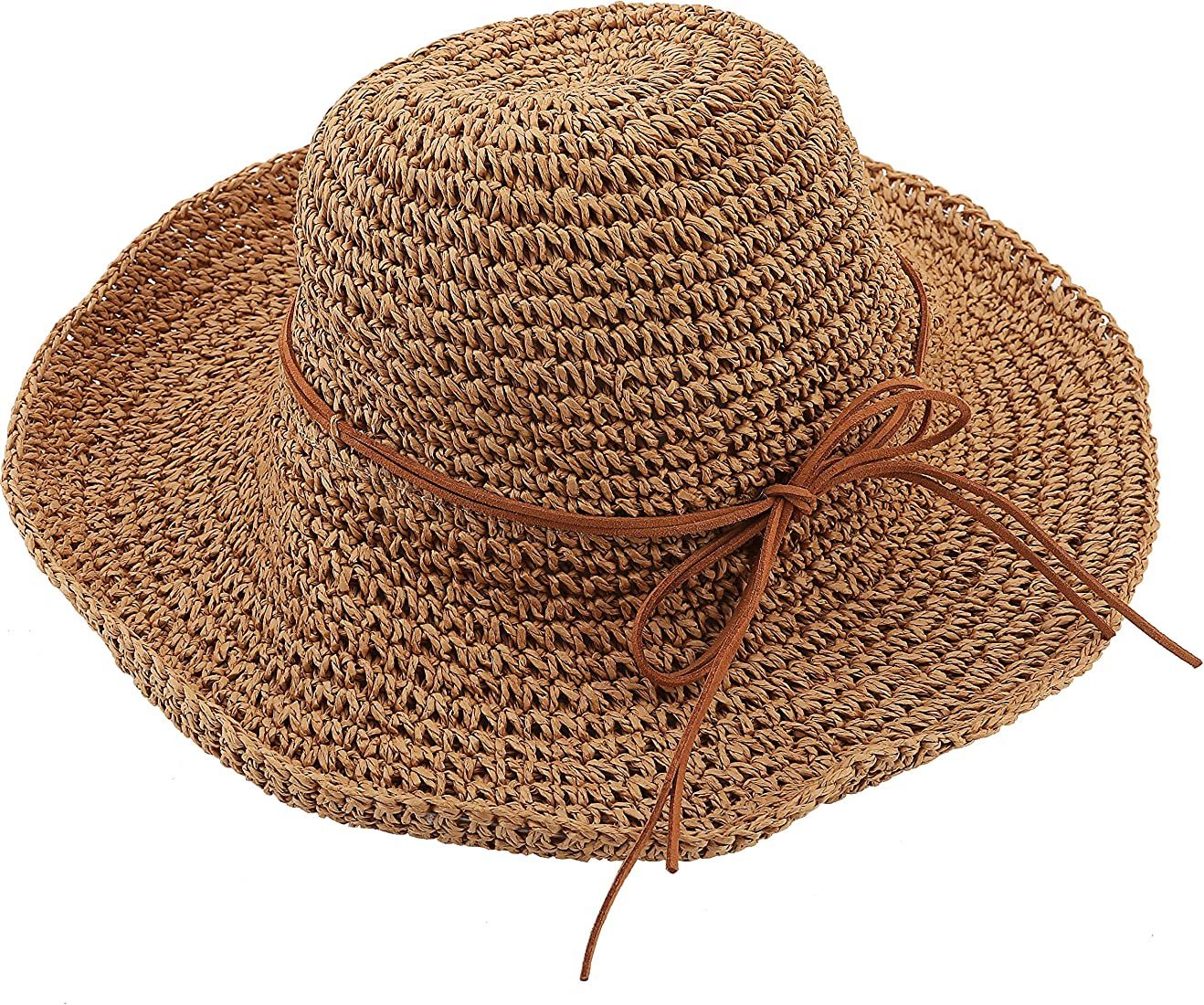 Urban CoCo Women's Wide Brim Caps Foldable Summer Beach Sun Straw Hats | Amazon (US)