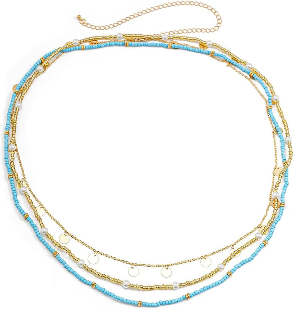 14K Gold Plated Belly Chain Layered Adjustable Waterproof Sparkling Sequin Body Chain Sparkling b... | Amazon (US)