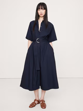 Cotton Poplin Utility Shirt Dress | Banana Republic (US)