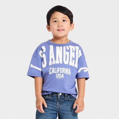 Grayson Mini Toddler Boys' Short Sleeve Los Angeles Oversized T-Shirt - Blue 2T | Target