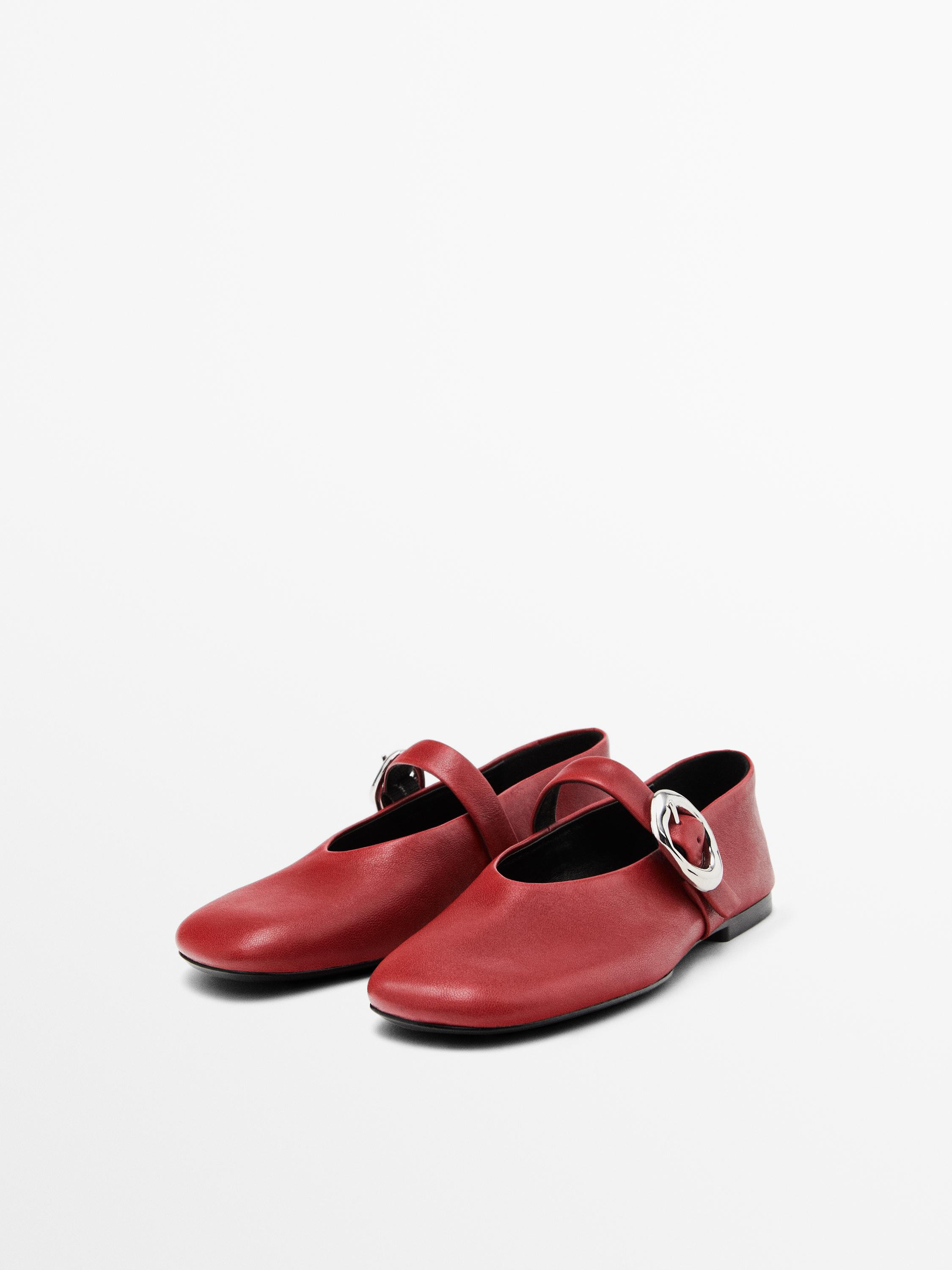 Leather ballet flats with buckle | Massimo Dutti US