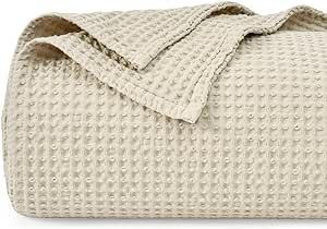 PHF 100% Cotton Waffle Weave Blanket Queen Size 90"x90"-Lightweight Washed Soft Breathable Blanke... | Amazon (US)