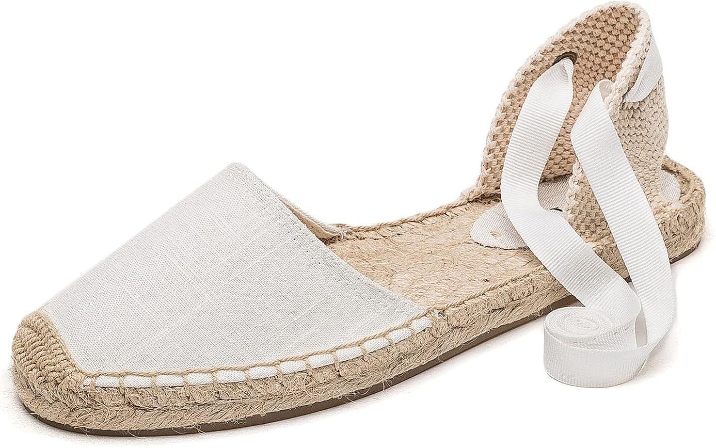 U-lite Women's Espadrille FLat Sandals Closed Toe Ankle Wrap,Classic Lace Up Summer Dressy Flat S... | Amazon (US)