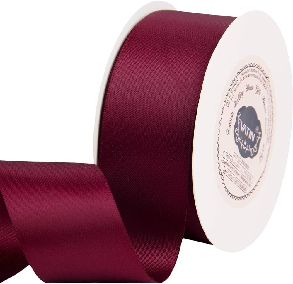 Amazon.com: VATIN 1-1/2 inches Wide Double Faced Polyester Burgundy/Maroon Satin Ribbon Continuou... | Amazon (US)
