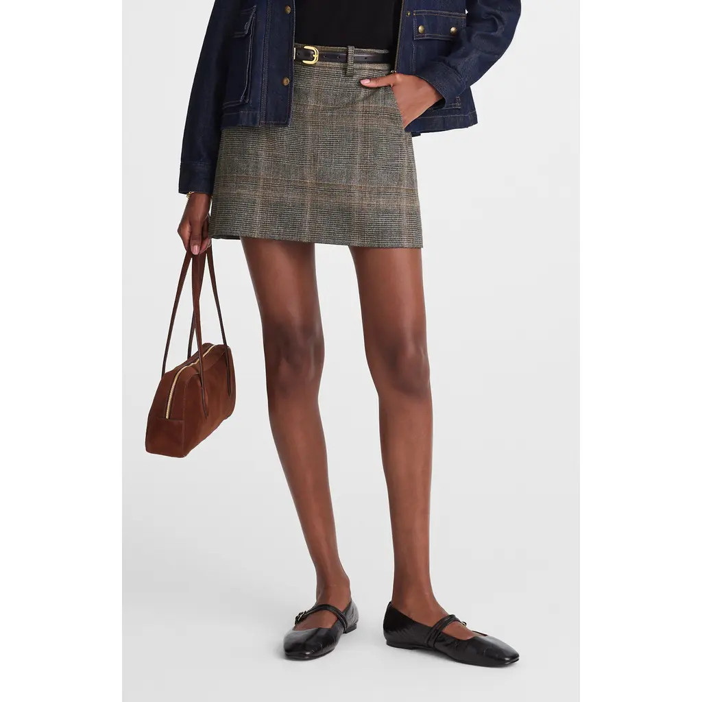 Madewell Plaid Miniskirt in Brown Gray Plaid at Nordstrom, Size 0 | Nordstrom