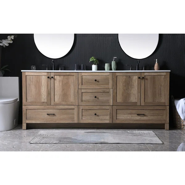 Amely 84'' Double Bathroom Vanity with Engineered Marble Top | Wayfair North America