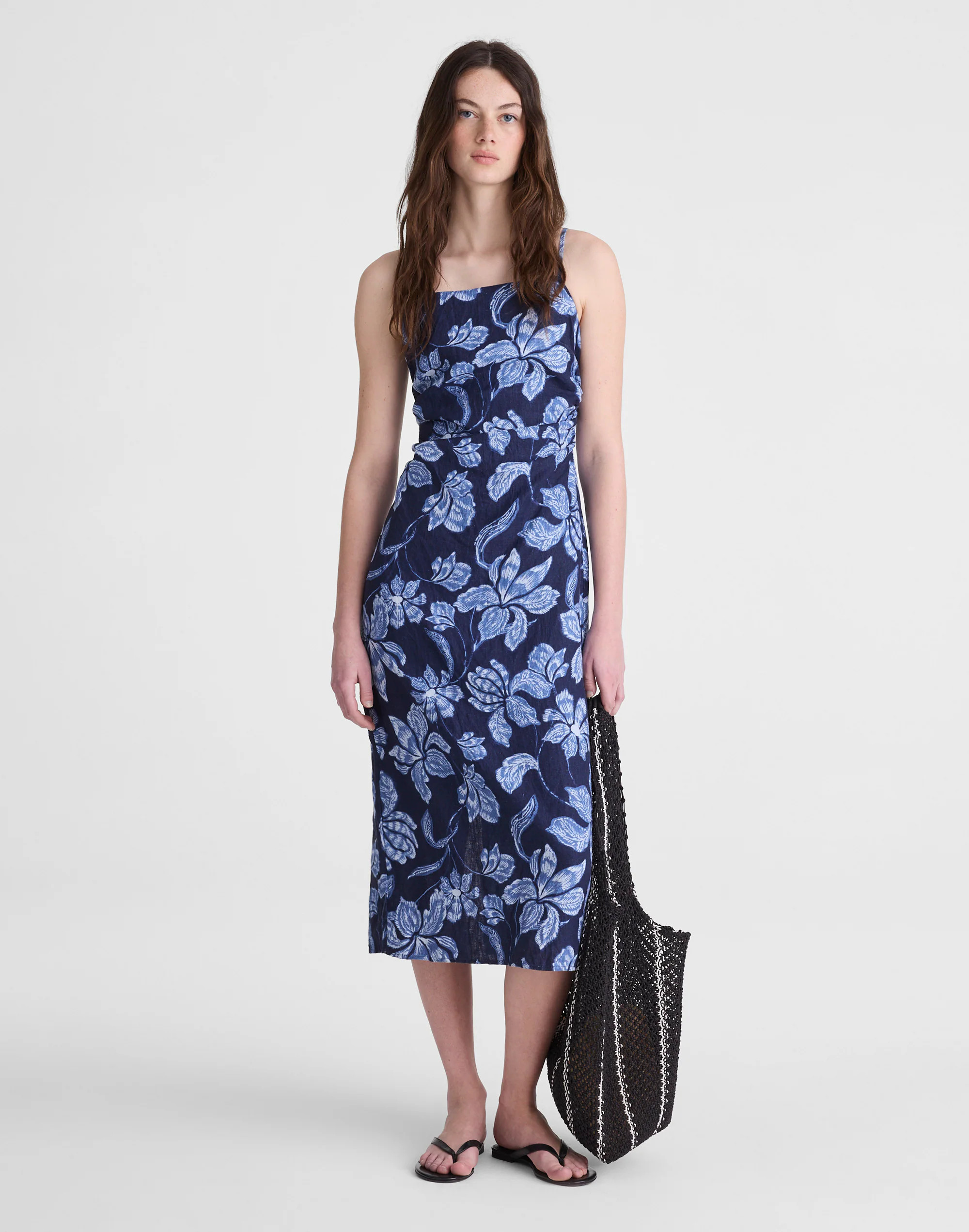Ruched Squareneck Sleeveless Midi Dress | Madewell