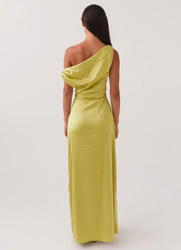 Heart Of Glass Satin Maxi Dress - Chartreuse | Peppermayo (Global)