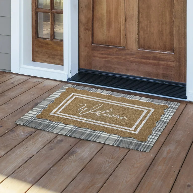 My Texas House Welcome Natural Scalloped Edge and Border Outdoor Coir Doormat, 30" x 48" | Walmart (US)