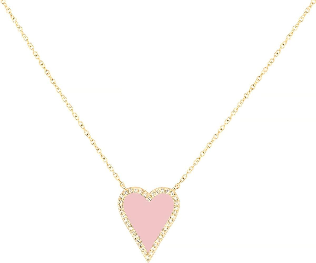 Heart Necklace for Women Girls Trendy Preppy Jewelry Gold Plated Love Heart Pendant, Heart Paperclip | Amazon (US)