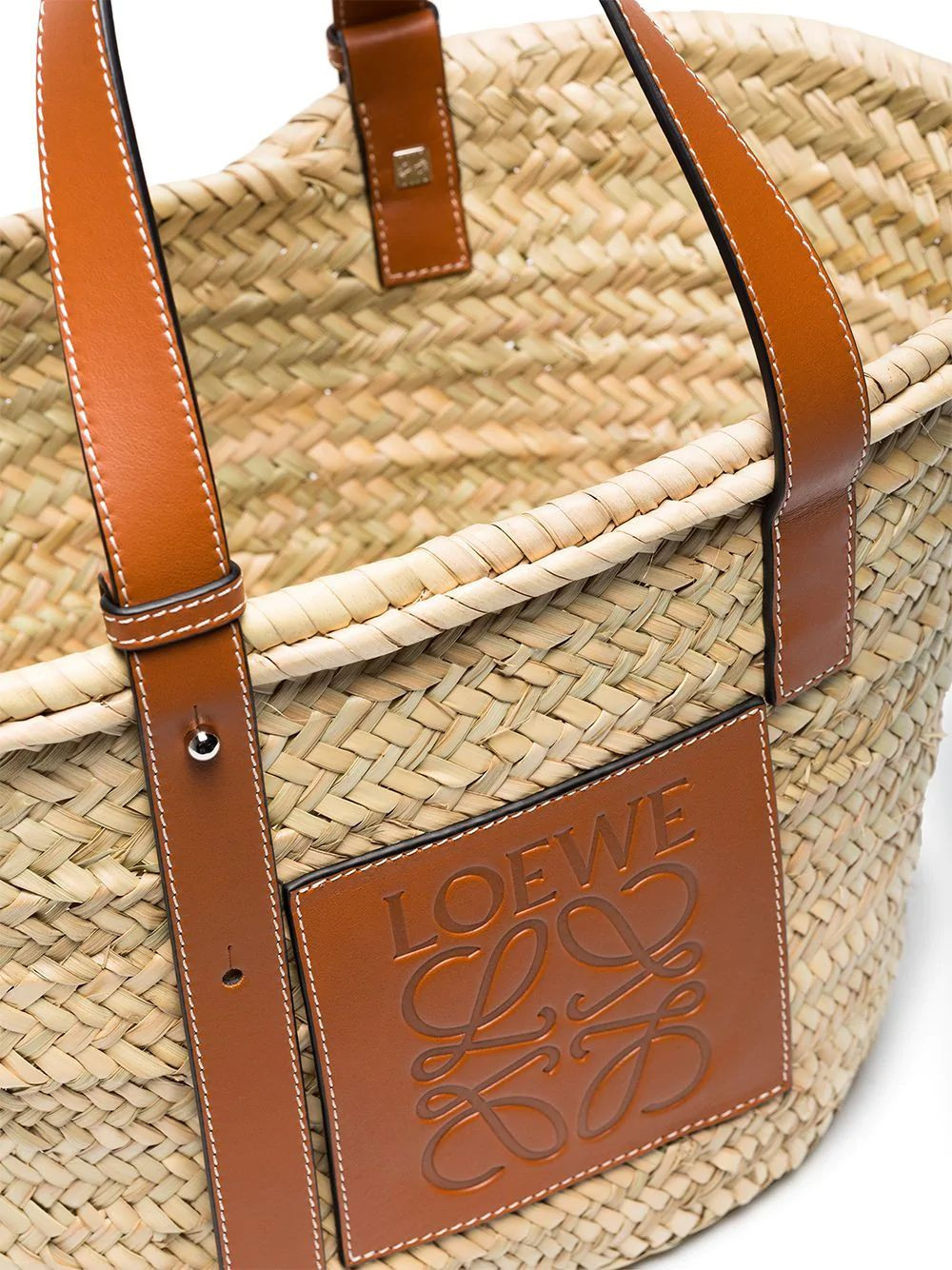 Medium Logo Straw And Leather Basket Bag | The Webster