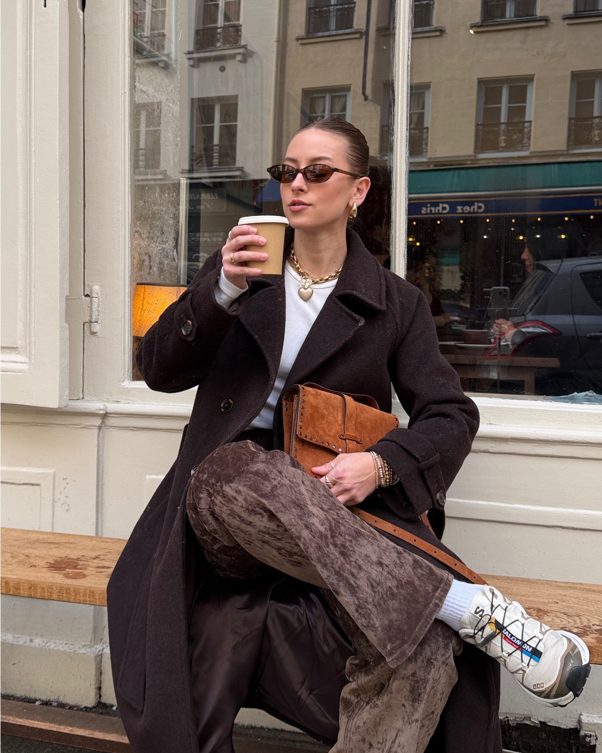 2/9/26 Paris outfit of the day 🤎 Casual winter layers with a slightly elevated feel. I’m wearing my Abercrombie brown wool coat styled with my brown suede Abercrombie pants (truly obsessed with these), paired with Salomon sneakers for walking the city comfortably. Finished with Amazon sunglasses and Amazon drop hoop earrings for an easy, polished touch. My brown suede Rebecca Minkoff bag is an older piece and no longer available, but everything else linked is perfect for recreating this effortless Paris winter look.

#LTKootd #LTKdayinmylife #LTKgrwm