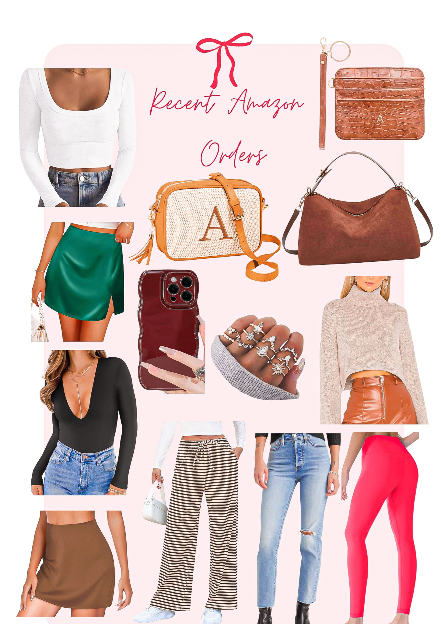 My recent Amazon orders 🎀🤎

Amazon order, gift for her, white long sleeve shirt, green silk skirt, black bodysuit, brown silk skirt, brown striped lounge pants, women’s Jeans, Levi jeans, red leggings, women’s sweaters, crossbody bag, phone case c wallet, brown suede purse 

#LTKFindsUnder50 #LTKGiftGuide #LTKHoliday