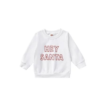 Seyurigaoka Baby Kids Christmas HEY SANTA Printing Sweatshirt Crew Neck Long Sleeve Loose Fit Pullov | Walmart (US)