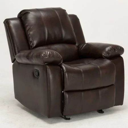 Comfort Pointe Clifton Burnished Brown Faux Leather Recliner | Walmart (US)