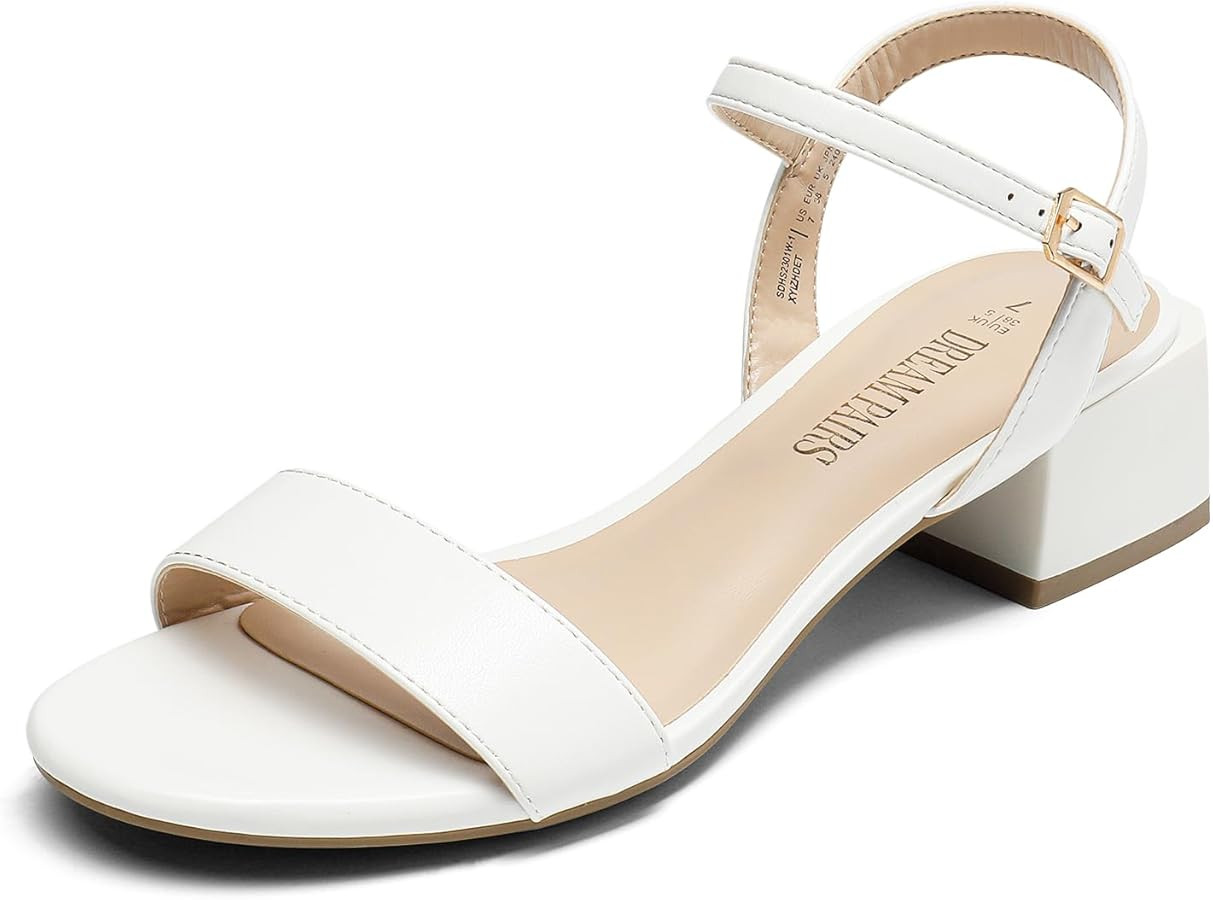 DREAM PAIRS Women's Low Heels for Women Classic Open Toe Ankle Strap Block Chunky Heel Sandals Ho... | Amazon (US)
