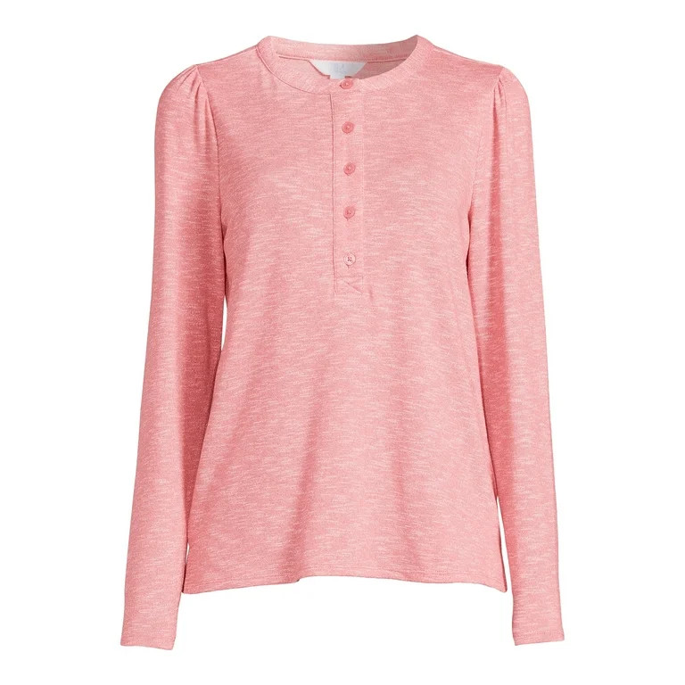 Time and Tru Women's Henley Shirt with Long Sleeves | Walmart (US)