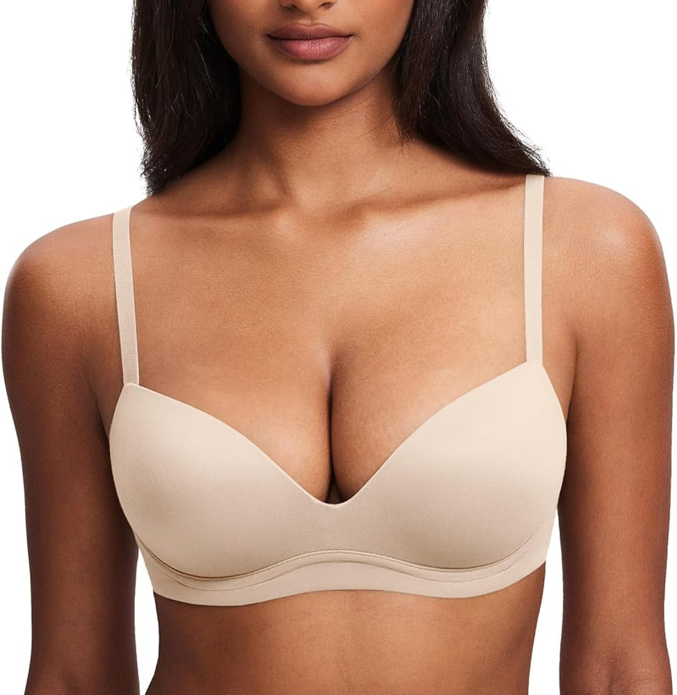 DOBREVA Women's Push Up Bra No Underwire Comfortable Wireless Bras Padded Plunge | Amazon (US)