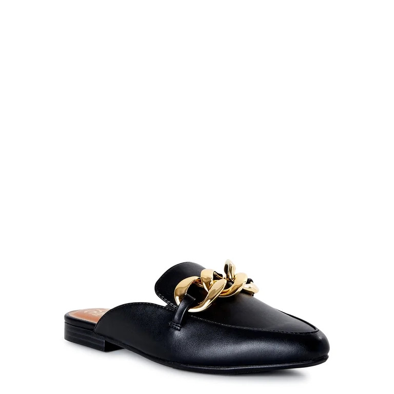 Madden NYC Women's Almond Toe Mules with Gold-Tone Chain | Walmart (US)