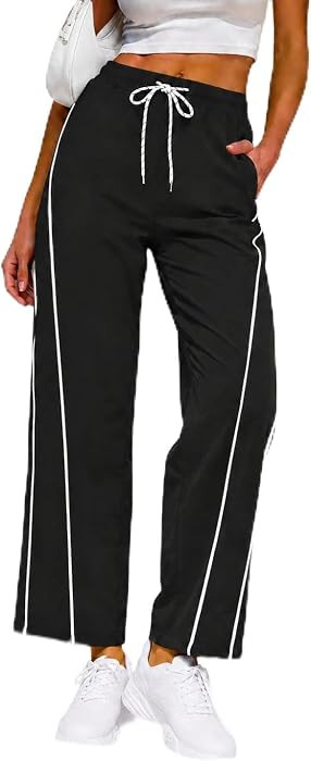 Rapbin Womens Baggy Wide Leg Pants 2026 Elastic Waisted Drawstring Hiking Workout Cropped Track P... | Amazon (US)