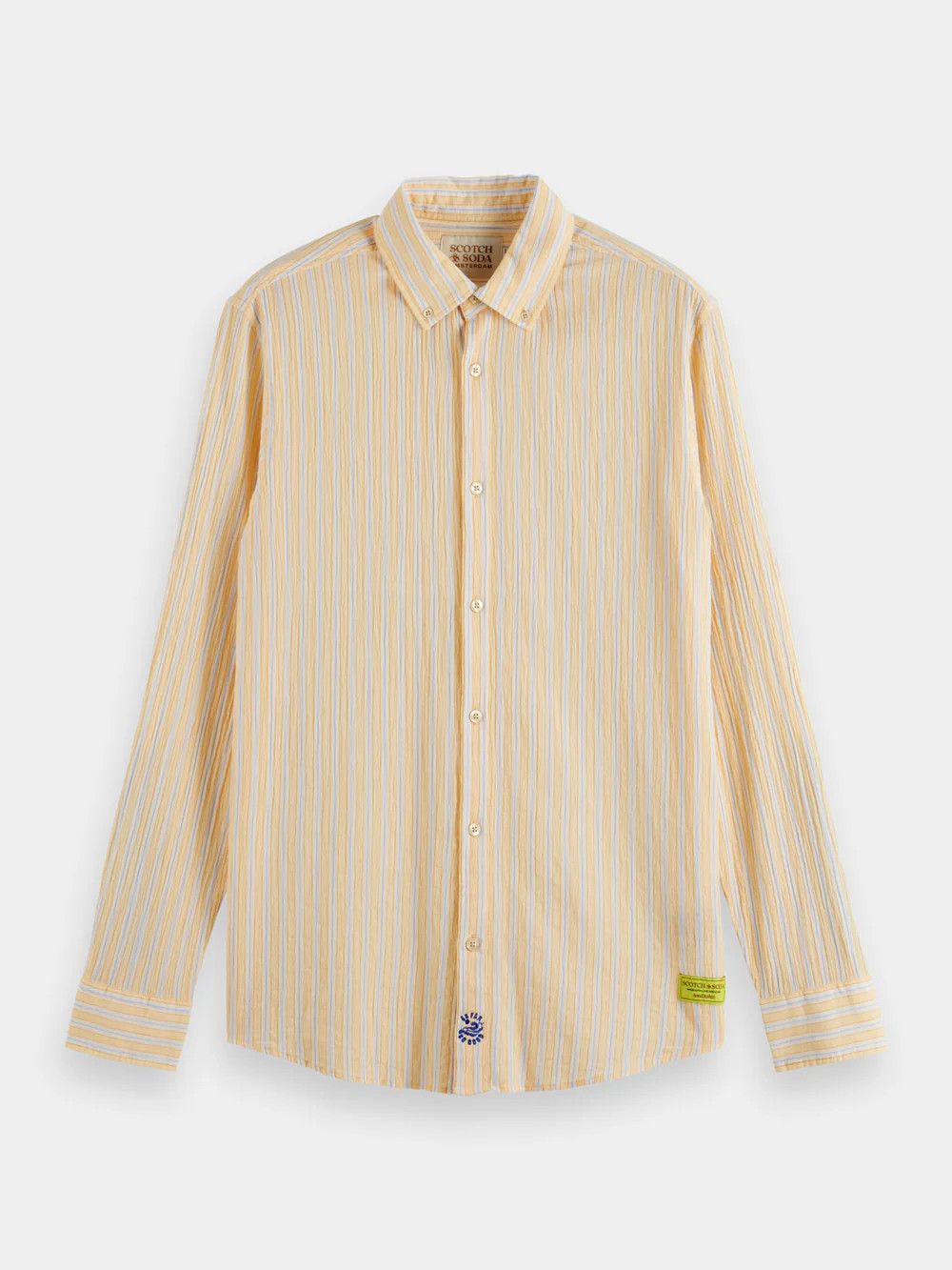 Regular-fit crinkle stripe shirt | Scotch and Soda (AU)