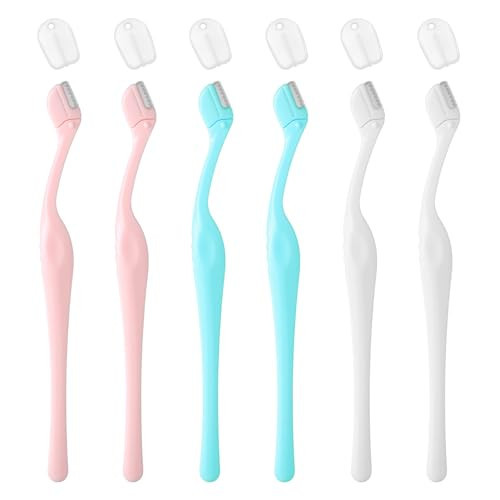 6Pcs Eyebrow Razors Small Face Razor Eye Brow Razor for Women Face Shaver Lip Hair Remover with Precision Cover for Women Facial Care Tools (White, Purple, Blue) | Amazon (US)